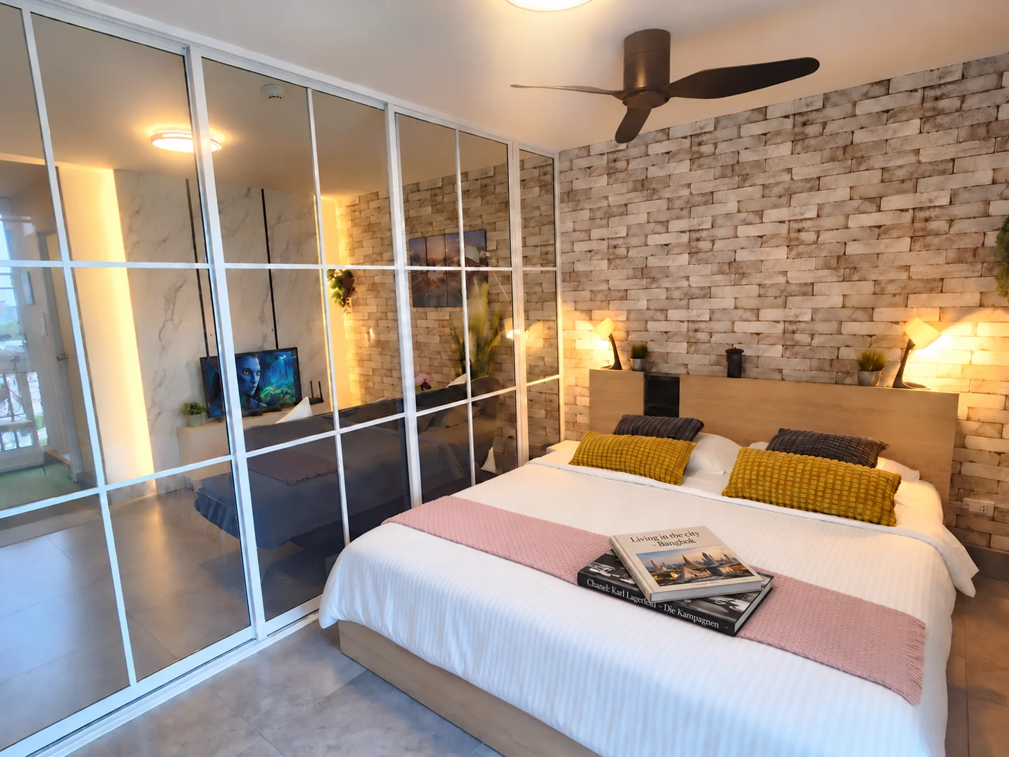 Living and sleeping area of the Bangkok condo
